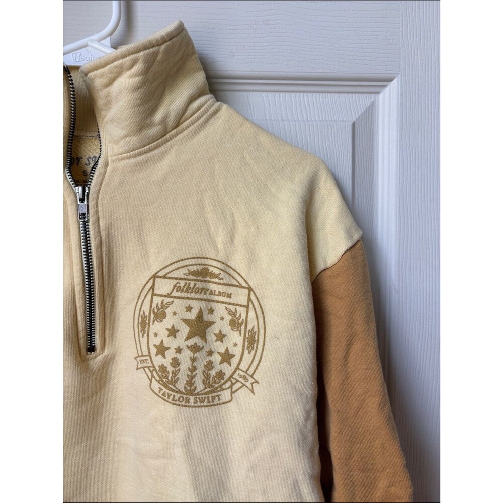 Taylor Swift folklore yellow Half-Zip Pullover Sweatshirt 1989 small  RARE HTF - Picture 2 of 5